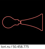 Neon car horn Klaxon vintage style Car single tube air horn Hooter Car whistle Siren Buzzer red color vector illustration image flat style light. Neon car horn Klaxon vintage style Car single tube air horn Hooter Car whistle Siren Buzzer red color vector illustration image flat style. Стоковая иллюстрация, агентство Ingram Publishing / Фотобанк Лори