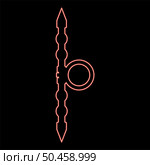 Neon santensu weapon of samurai for hand red color vector illustration image flat style light. Neon santensu weapon of samurai for hand red color vector illustration image flat style. Стоковая иллюстрация, агентство Ingram Publishing / Фотобанк Лори