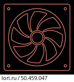 Neon fan for computer processor Cooler CPU cooling system Ventilator red color vector illustration image flat style light. Neon fan for computer processor Cooler CPU cooling system Ventilator red color vector illustration image flat style. Стоковая иллюстрация, агентство Ingram Publishing / Фотобанк Лори