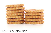 Rings biscuits pile isolated on a white background. Стоковое фото, агентство Ingram Publishing / Фотобанк Лори