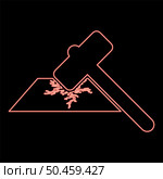 Neon sledge hammer breaks hard surface with formation of strong cracks icon black color vector illustration flat style simple image red color vector illustration image flat style light. Neon sledge hammer breaks hard surface with formation of strong cracks icon black color vector illustration flat style image red color vector illustration image flat style. Стоковая иллюстрация, агентство Ingram Publishing / Фотобанк Лори