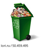 Compost green bin and composting Recycling garbage container to recycle organic waste and composted food for transformation into fertilizer as a concept of environmental conservation for a healthy planet with 3D illustration elements. Стоковое фото, агентство Ingram Publishing / Фотобанк Лори