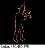 Neon wizard holds magic wand trick Waving Sorcery concept Magician Sorcerer Fantasy person Warlock man in robe with magical stick Witchcraft in hat mantle Mage conjure Mystery idea Enchantment red color vector illustration image flat style light. Neon wizard holds magic wand trick Waving Sorcery concept Magician Sorcerer Fantasy person Warlock man in robe with magical stick Witchcraft in hat mantle Mage conjure Mystery idea Enchantment red color vector illustration image flat style. Стоковая иллюстрация, агентство Ingram Publishing / Фотобанк Лори