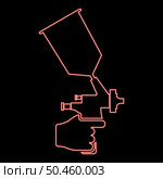 Neon spray gun holding in hand Sprayer using Arm use tool atomizer pulverizer red color vector illustration image flat style light. Neon spray gun holding in hand Sprayer using Arm use tool atomizer pulverizer red color vector illustration image flat style. Стоковая иллюстрация, агентство Ingram Publishing / Фотобанк Лори