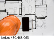 Top view engineer plan on wood background. Стоковое фото, агентство Ingram Publishing / Фотобанк Лори
