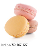 Colorful French Macarons on the white background. Стоковое фото, агентство Ingram Publishing / Фотобанк Лори