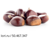 Chestnuts with shell isolated on white background. Стоковое фото, агентство Ingram Publishing / Фотобанк Лори