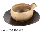 Rustic clay pot isolated on white background. Стоковое фото, агентство Ingram Publishing / Фотобанк Лори