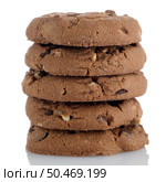 Stack of chocolate cookies isolated on white background. Стоковое фото, агентство Ingram Publishing / Фотобанк Лори