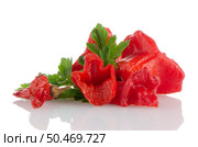 Red peppers closeup on white background. Стоковое фото, агентство Ingram Publishing / Фотобанк Лори