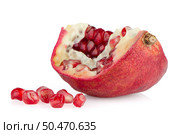 Broken half pomegranate fruit on white background. Стоковое фото, агентство Ingram Publishing / Фотобанк Лори