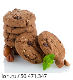 Stack of chocolate cookies isolated on white background. Стоковое фото, агентство Ingram Publishing / Фотобанк Лори