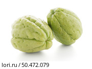 Chayote also known as chow chow and Chu Chu isolated on white. Стоковое фото, агентство Ingram Publishing / Фотобанк Лори