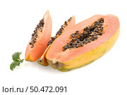Fresh and tasty papaya on white background. Стоковое фото, агентство Ingram Publishing / Фотобанк Лори