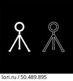 Ring lighting studio lamp light LED selfie lamp with tripod for mobile phone use blogger set icon white color vector illustration image simple solid fill outline contour line thin flat style. Ring lighting studio lamp light LED selfie lamp with tripod for mobile phone use blogger set icon white color vector illustration image solid fill outline contour line thin flat style. Стоковая иллюстрация, агентство Ingram Publishing / Фотобанк Лори