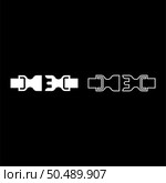 Buckle fastener clasp furniture for clothes system of fast snap join for backpack bag opened set icon white color vector illustration image simple solid fill outline contour line thin flat style. Buckle fastener clasp furniture for clothes system of fast snap join for backpack bag opened set icon white color vector illustration image solid fill outline contour line thin flat style. Стоковая иллюстрация, агентство Ingram Publishing / Фотобанк Лори
