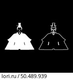 Emperor Japan China silhouette Chinese nobility Japanese ancient character avatar imperial ruler set icon white color vector illustration image simple solid fill outline contour line thin flat style. Emperor Japan China silhouette Chinese nobility Japanese ancient character avatar imperial ruler set icon white color vector illustration image solid fill outline contour line thin flat style. Стоковая иллюстрация, агентство Ingram Publishing / Фотобанк Лори