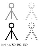 Ring lighting studio lamp light LED selfie lamp with tripod for mobile phone use blogger set icon grey black color vector illustration image simple solid fill outline contour line thin flat style. Ring lighting studio lamp light LED selfie lamp with tripod for mobile phone use blogger set icon grey black color vector illustration image solid fill outline contour line thin flat style. Стоковая иллюстрация, агентство Ingram Publishing / Фотобанк Лори