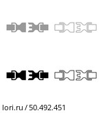 Buckle fastener clasp furniture for clothes system of fast snap join for backpack bag opened set icon grey black color vector illustration image simple solid fill outline contour line thin flat style. Buckle fastener clasp furniture for clothes system of fast snap join for backpack bag opened set icon grey black color vector illustration image solid fill outline contour line thin flat style. Стоковая иллюстрация, агентство Ingram Publishing / Фотобанк Лори