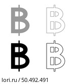 Symbol Baht Thailand money cash currency sign set icon grey black color vector illustration image simple solid fill outline contour line thin flat style. Symbol Baht Thailand money cash currency sign set icon grey black color vector illustration image solid fill outline contour line thin flat style. Стоковая иллюстрация, агентство Ingram Publishing / Фотобанк Лори