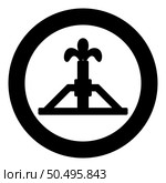 Oil derrick rig gusher icon in circle round black color vector illustration image solid outline style simple. Oil derrick rig gusher icon in circle round black color vector illustration image solid outline style. Стоковая иллюстрация, агентство Ingram Publishing / Фотобанк Лори