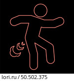 Neon man farts break wind farting bloating gas cloud stench bad smell flatulency red color vector illustration image flat style light. Neon man farts break wind farting bloating gas cloud stench bad smell flatulency red color vector illustration image flat style. Стоковая иллюстрация, агентство Ingram Publishing / Фотобанк Лори