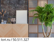 3D illustration, Mockup photo frame in living room, Interior of comfortable with luxury furniture and decorate in minimal style with houseplant in pot, rendering. Стоковое фото, агентство Ingram Publishing / Фотобанк Лори