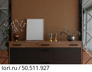 3D illustration, Mockup photo frame in living room, Interior of comfortable with luxury furniture and decorate in minimal style with houseplant in pot, rendering. Стоковое фото, агентство Ingram Publishing / Фотобанк Лори