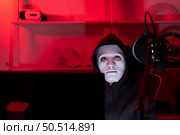 This is the face of a hacker who is knowledgeable with operating systems and other programs. He will exploit flaws and breach the computer system to cause damage. Стоковое фото, агентство Ingram Publishing / Фотобанк Лори