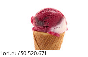 Ice cream cone with scoop of red fruits isolated on white background. Стоковое фото, агентство Ingram Publishing / Фотобанк Лори