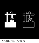 Cnc 3D milling machine technology automated concept set icon white color vector illustration image simple solid fill outline contour line thin flat style. Cnc 3D milling machine technology automated concept set icon white color vector illustration image solid fill outline contour line thin flat style. Стоковая иллюстрация, агентство Ingram Publishing / Фотобанк Лори