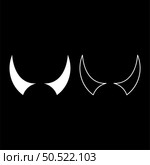 Horn of devil horns monster from hell Halloween carnival concept demon satan evil set icon white color vector illustration image simple solid fill outline contour line thin flat style. Horn of devil horns monster from hell Halloween carnival concept demon satan evil set icon white color vector illustration image solid fill outline contour line thin flat style. Стоковая иллюстрация, агентство Ingram Publishing / Фотобанк Лори