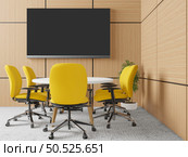 Furnished living room and wall mounted TV, 3D style. Стоковое фото, агентство Ingram Publishing / Фотобанк Лори