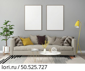 The living room is decorated with chairs, sofaand picture frames, 3D style. Стоковое фото, агентство Ingram Publishing / Фотобанк Лори