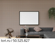 The living room is decorated with sofa and picture frames, 3D style. Стоковое фото, агентство Ingram Publishing / Фотобанк Лори