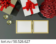 Card with gift box about Valentine, 3D style. Стоковое фото, агентство Ingram Publishing / Фотобанк Лори