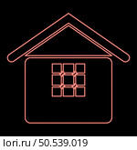 Neon prison jail gaol House with grate on window citadel home red color vector illustration image flat style light. Neon prison jail gaol House with grate on window citadel home red color vector illustration image flat style. Стоковая иллюстрация, агентство Ingram Publishing / Фотобанк Лори
