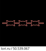 Neon barbed wire prison concept red color vector illustration image flat style light. Neon barbed wire prison concept red color vector illustration image flat style. Стоковая иллюстрация, агентство Ingram Publishing / Фотобанк Лори