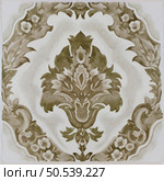 Watercolor illustration of portuguese ceramic tiles pattern. Single square tile. Стоковое фото, агентство Ingram Publishing / Фотобанк Лори