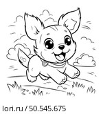 Cute little chihuahua puppy. Vector illustration for coloring book. Стоковая иллюстрация, агентство Ingram Publishing / Фотобанк Лори