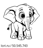 Elephant   Black and White Cartoon Illustration for Coloring Book. Стоковая иллюстрация, агентство Ingram Publishing / Фотобанк Лори