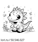 Cute cartoon stegosaurus. Vector illustration for coloring book. Стоковая иллюстрация, агентство Ingram Publishing / Фотобанк Лори