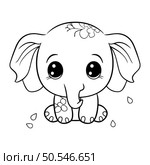 Cute cartoon elephant. Coloring book for children. Vector illustration. Стоковая иллюстрация, агентство Ingram Publishing / Фотобанк Лори