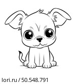 Cute Cartoon Chihuahua   Black and White Vector Illustration. Стоковая иллюстрация, агентство Ingram Publishing / Фотобанк Лори