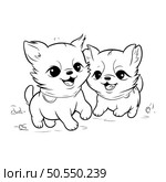 Cute Cartoon Chihuahua and Pomeranian. Vector illustration. Стоковая иллюстрация, агентство Ingram Publishing / Фотобанк Лори