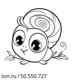 Cute cartoon snail. Vector illustration for coloring book. Coloring page. Стоковая иллюстрация, агентство Ingram Publishing / Фотобанк Лори