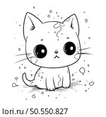 Cute cartoon cat. Vector illustration for coloring book or page. Стоковая иллюстрация, агентство Ingram Publishing / Фотобанк Лори