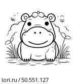 Coloring book for children. Hippopotamus. Vector illustration. Стоковая иллюстрация, агентство Ingram Publishing / Фотобанк Лори