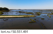 Aerial View of Ribeira das Teixugueiras near the Aveiro Lagoon at Pardilho, Aveiro, Portugal. Стоковое фото, агентство Ingram Publishing / Фотобанк Лори