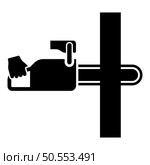 Chainsaw sawing board woodchopper concept lumberjack arborist cutting deforestation prunes sprinking icon black color vector illustration image flat style simple. Chainsaw sawing board woodchopper concept lumberjack arborist cutting deforestation prunes sprinking icon black color vector illustration image flat style. Стоковая иллюстрация, агентство Ingram Publishing / Фотобанк Лори